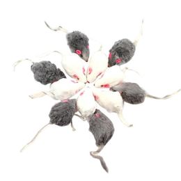 Cat Toys 12Pcs False Mouse Pet Long-Haired Tail Mice Sound Rattling Soft Real Fur Squeaky Toy224Z