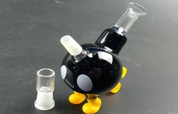 Mini Cute Black Beaker Glass Bong Hookahs Yellow Holder 10CM water pipes 188mm Joint 23cm Height With Bowl Smoking Accessories8671492