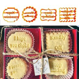 50sets 4pcs/set Cookie Moulds With Good Wishes For for Baking Funny Cookie Biscuit Cutters Party Supplies Chocolate Mould