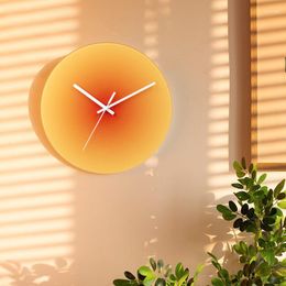 Wall Clocks Sunset Colour Modern Art Minimalist Design Silent Mechanical Clock 12 Inch Battery Operated Round For Living Room