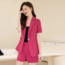 Women's Two Piece Pants Formal Ladies Office Work Wear Business Suits With Shorts And Jackets Coat Elegant Women Professional Blazers