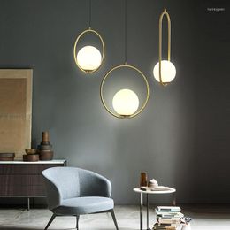 Pendant Lamps Chandelier Nordic Led Lams Luminaire Industriel Hanging Lamp Lustre Suspension Ball Glass Glod Art Kitchen Light