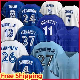 27 Vladimir Guerrero Jr. Blue Jays Baseballtrikot Matt Chapma Daulton Varsho George Springer Bo Bichette Alejandro Kirk Kevin Gausman