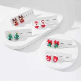 Stud Earrings Fashion Acrylic Christmas Earring For Women Xmas Tree Bell Deer Santa Claus Snowman Cartoon Year Festival Jewellery