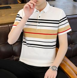 Men's T-Shirts Designer Classic striped short sleeved t-shirt men's summer high-end business cotton polo shirt fashion half sleeve top