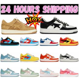 Designer Casual Shoes bapas Shark Low Patent Leather Red Blue Black White Pink Skateboarding jogging Men Women Sports Sneakers Trainer 36-45