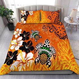 Bedding Sets 3D Printed Hawaii Floral Polynesian Home Textiles Children Quilt Cover Polyester Set Luxury Three-Piece Pillowcase