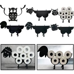 Toilet Paper Holders Black Sheep Toilet Paper Roll Holder Metal Iron Decorative Toilet Paper Rack Bathroom Tissue Storage Stand Wall Mount Towel Rack 231124