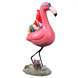 Garden Decorations Gnome Statue On Flamingo Funny Reclining Figurines Resin Fall Outdoor For Patio Yard Lawn