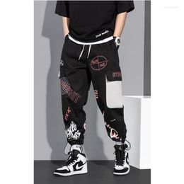 Pantaloni da uomo Pantaloni sportivi da allenamento larghi da allenamento per uomo Stampa casual Cargo con coulisse da uomo Hip-hop Baggy Y2k