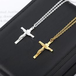 Pendant Necklaces Christian Jesus Cross Necklace Ladies Men Stainless Steel Religious Jewellery Prayer Baptism Gift