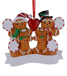 Whole Resin Gingerbread Family Of 4 Christmas Ornaments With Red Apple As Personalised Gifts For Holiday5391264