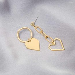 Dangle Earrings Simple Geometric Heart For Women Gold Colour Asymmetry Jewellery Long Drop Earring Tassel Chain Earings Aretes Mujer