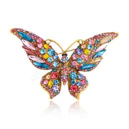 Women Classic Colourful Butterfly Brooch Wedding Crystal Rhinestone Insect Bouquet Hijab Scarf Pin