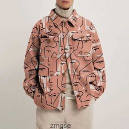 A W Mens Abstract Jacket 21 Lapel Long Sleeve Cardigan Coat with Different Print Patterns Fashionable Street Wear Various Colo BD51