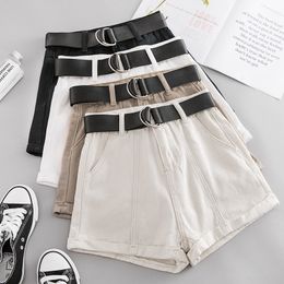 Women's Shorts Summer Autumn Casual Sashes Denim Shorts Women Wide High Waist Loose Leg Shorts Slim All-Match Sporting Shorts Female Mw432 230425