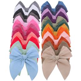 5inch Fable Bow Hair Clips Baby Linen Cotton Hair Bow Hairpins Girls Hair Bow Kids Knotbow Barrettes Kids Headwear