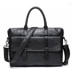 Briefcases Man Mags PU Leather Office Bag For Men Suppliers Black Simple Briefcase