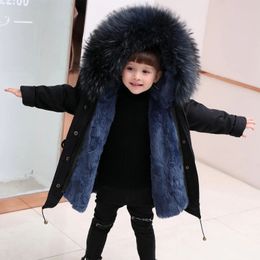 Jackets Winter Children Fur Coat 2023 Fashion Boys Girls Clothing Hooded Thick Warm Jacket Outerwear Parka Snowsuit Teenager Kid Clothes 231124