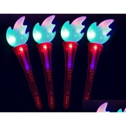 Party Decoration Led Glowing Torch Flash Fire Shape Wands Halloween Cosplay Mediaeval Luau Themed Sports Competitions Atmosphere Prop Dh3Ps