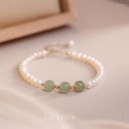 Strand Korean Trendy Fashionable Exquisite Imitation Jade Bracelet For Women Three Lines Love Letter Elegant Sweet Daily Jewelry