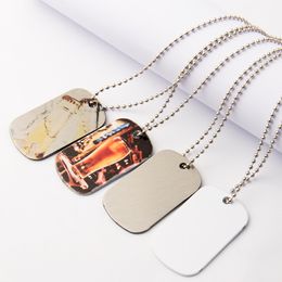 Sublimation Blank Pendant Necklace partys Metal Heat Transfer Creative Dog Tag DIY Hip Hop Decorative Necklaces With Chain