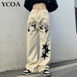 Men's Jeans Calas de brim femininas estrela calas de tamanho grande moda coreana hip hop harajuku cintura alta y2k streetwear esttica roupas femininas J230420