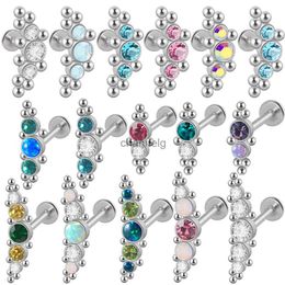 Stud 1PC Surgical Steel CZ Crystal Cluster Stud Earrings Ear Cartilage Tragus Helix Daith Labret Lip Ring Piercing Jewelry YQ231125