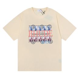Newest 2023 Men Rhude Women Mens T Designer Tshirt Print Streetwear Outdoor Fashion Shirts Short Sleeve Summer Casual Loose Shirt Breathable S-XL