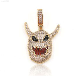 Hip Hop Custom 18K Gold Plated Iced Out Zircon Jewellery Gifts Funny Ghost Face Pendants