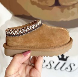 Kids Toddler Tasman II Slippers Tazz Baby Shoes Chestnut Fur Slides Sheepskin Shearling Classic Ultra Mini Boot Winter Mules Slip-on Wool Little Big Kids' boots G