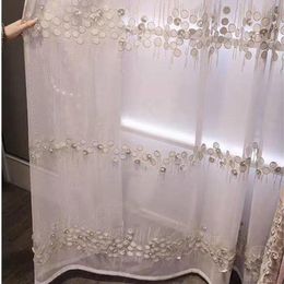 Curtain & Drapes High-end Embroidered 3D Beads White Tulle Curtains For Living Room Nordic Relief Gray Sheer Bedroom Window Treatments