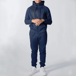 Men's Tracksuits Winter Track Suits Print Design Sport Sweatsuit Jogging Suit Slim Fit Warm Fleece Sweatpants And Hoodie Set 2Pieces