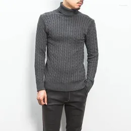 Men's Sweaters 2024 Youth Knit Sweater Korean Version Slim Turtleneck Pullover Warm Twist Top Men Clothing