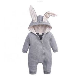 Clothing Sets Newborn Baby Clothes with Big Rabbit Ears One-piece Hooded Zipper Ins Foreign Trade Hot Sale