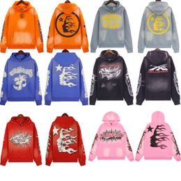 Mens Hoodies Sweatshirts Hoodie Designer Luxury Mens and Womens Hellstar Tide Brand Ins with Flame Mud Dyed Retro Casual Wash Water Trend Micro Speaker Pa