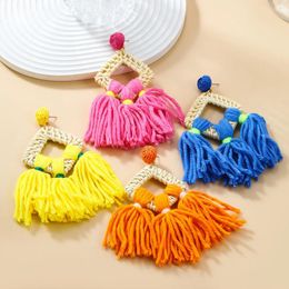 Dangle Earrings Women's Vintage Charm Colorful Cotton Earring Romantic Hollow Delicate Tassels Jewellery Classic Jewelry