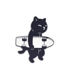 Sweet Sports Little Black Cat Enamel Brooch Badge Alloy Metal Cartoon Clothes Bag Small Jewelry Accessorie For Clothes Bag