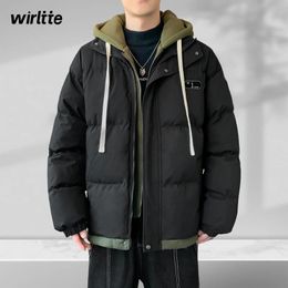 Men's Down Parkas 2023 Korean Patchwork Fashion Hip Hop Warm Coats Winter Thick Streetwear Harajuku Casual Male Clothing Outdoor 231124