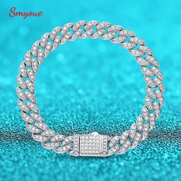 Beaded Smyoue 8mm 31CTTW All Cuban Bracelet for Men Hip Hop Chain for Boys 100% S925 Sterling Silver Bracelets Wholesale 230424