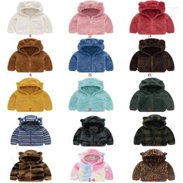 Jackets Infant Toddler Bear Ears Cute Hoodie Coat Baby Boys Girls Solid Color Jacket Kids Long Sleeves Outerwear Children Casual Top
