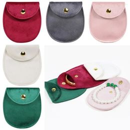 Jewellery Pouches 5pcs Oval Velvet Gift Packaging Bag Snap Buckle Pouch Portable Necklace Earrings Bracelet Storage