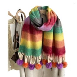 Scarves 2023 Thick Warm Cashmere Poncho Women Scarf Pashmina Warps Bufanda Print Blanket Shawl Winter Adult For Ladies