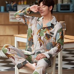Men's Sleepwear Spring Autumn Cotton Pyjamas For Men Lounge Pyjamas Plaid Man Long-Sleeved Pijama Set Homewear