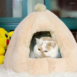 Cat Beds Litter Cushion To Keep Warm All Seasons Universal Dog Yurt Deep Sleep Large Enclosed Pet Supplies Tapis Litiere Chat