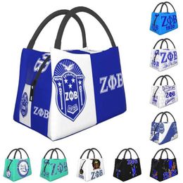Ice Packs/Isothermic Bags Zeta Phi Beta Insulated Lunch Bag for Camping Travel Leakproof Cooler Thermal Lunch Box Women Thermal Bags J230425