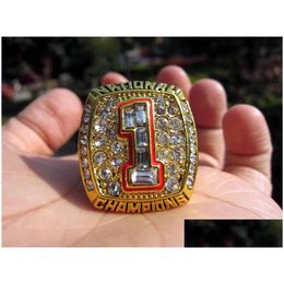 Cluster Rings Texas 2005 Longhorn S National Champions Championship Ring With Wooden Display Box Souvenir Men Fan Gift Wholesale Drop Dhjlv