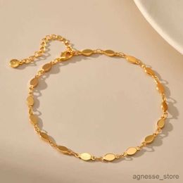 Anklets Copper Plated 18K Gold Small Round Piece Ordinary Chain Accessories Metal Texture Senior Sense Anklet Women Holiday Gifts R231125