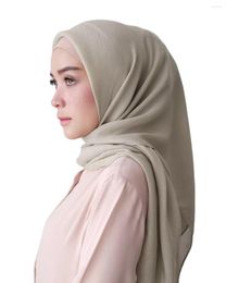 Ethnic Clothing 1 Pc 2023 Women Bubble Crinkled Cotton Hijabs Headband Islamic Scarves Shawls 180 70cm