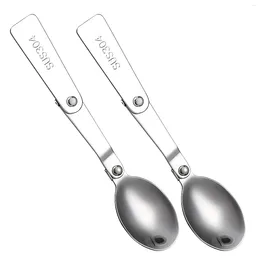 Dinnerware Sets 2pcs Tableware Picnic Practical Replacement Hiking Serving Folding Spoon Jar For Outdoor Camping Kitchen Stainless